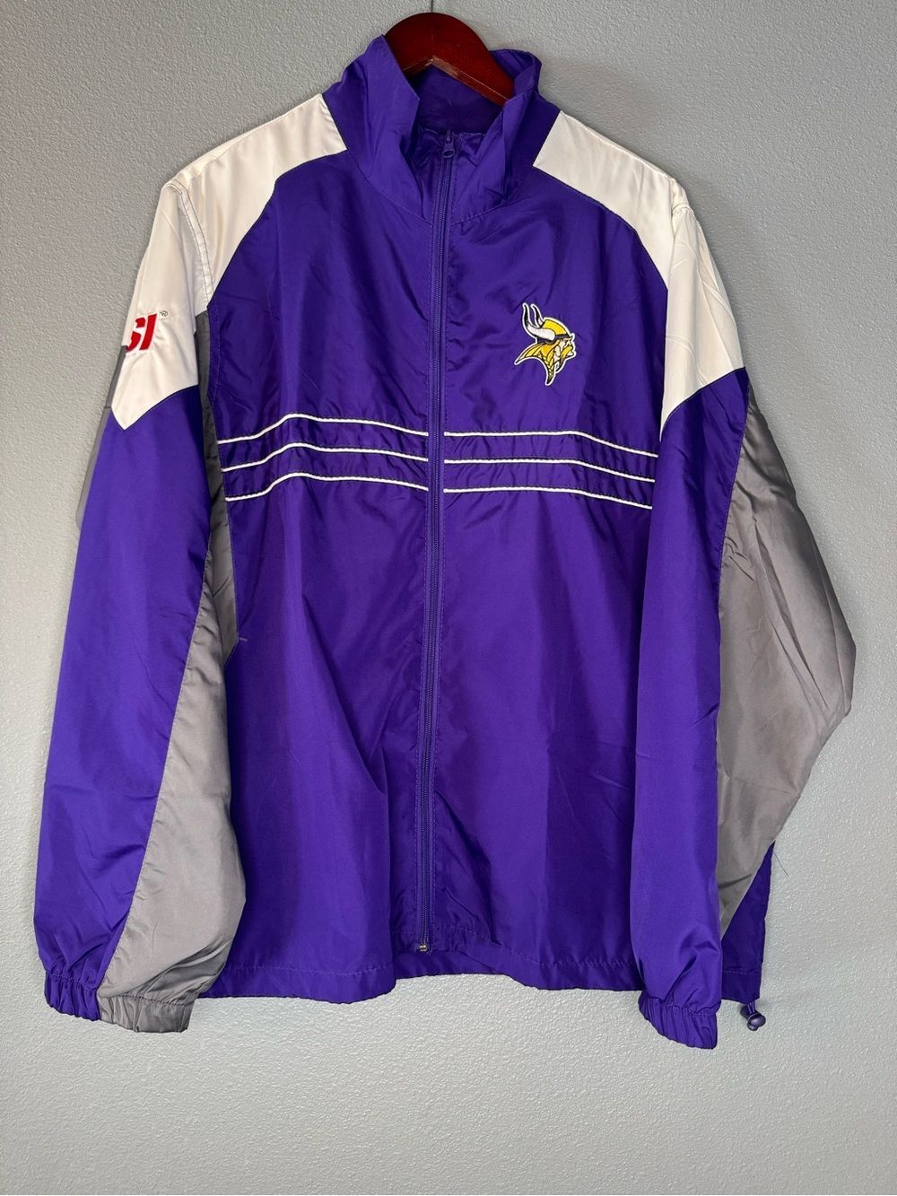 Reebok Minnesota Vikings Windbreaker Jacket Mens L Purple Full Zip NFL SI